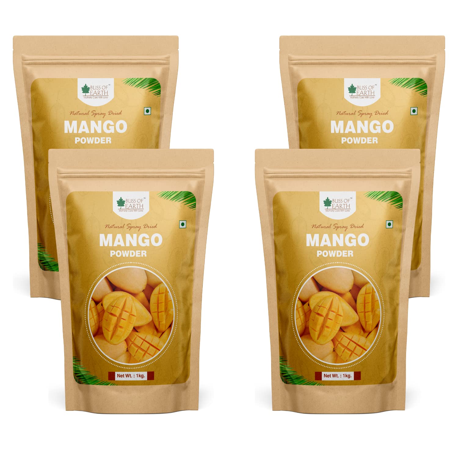 Bliss of Earth 4x1kg Mango Powder Natural Spray Dried king of fruits Vitamin A,C,K Rich (Pack of 4)