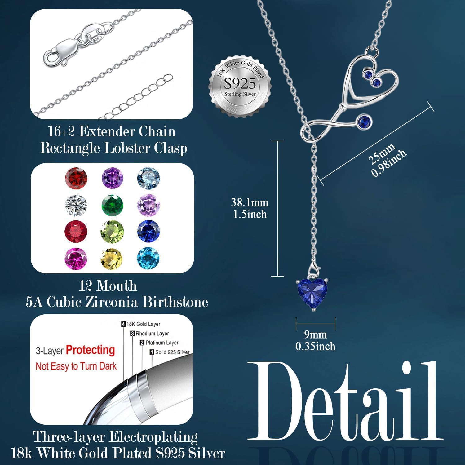 Stethoscope Necklace 925 Sterling Silver Medical Jewelry with Birthstone, Gift for Doctors Nurses Medical Students, Graduation RN Present - Image 4