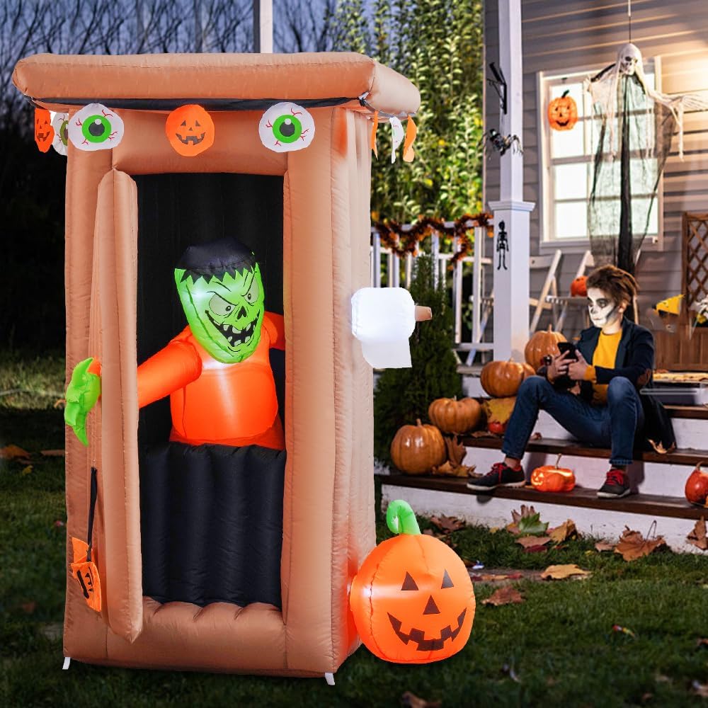 VTOY Halloween Inflatables Outdoor Decorations, Blow Up Yard Decor with Built-in LEDs for Garden Lawn Indoor Holiday Party Decor (6FT Zombie House)