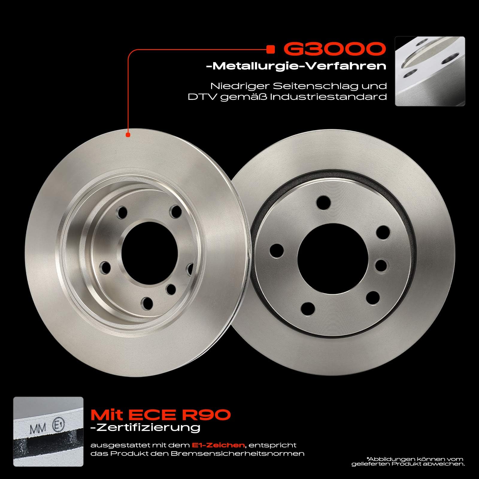 Frankberg Bremsensatz inkl. 2x Bremsscheiben + 4x Bremsbeläge Hinten Kompatibel mit 3er Compact E46 3er E46 3er Touring E46 3er Cabriolet E46 Replace# 34211162536