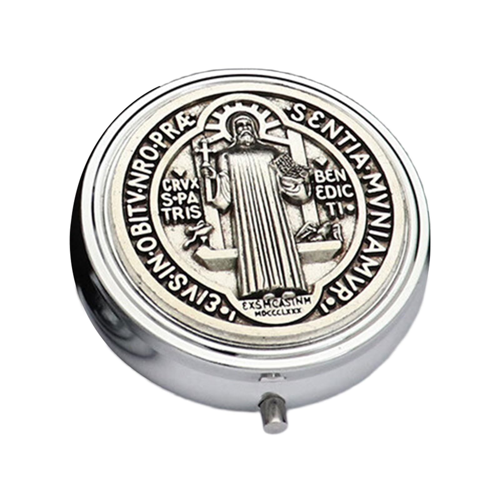 Jazuaiao Compactly Metal Prayer Religious Jewelry Case Featurings Builts in Glass for Spiritual Items and Vanity Organization Religious Storage Box