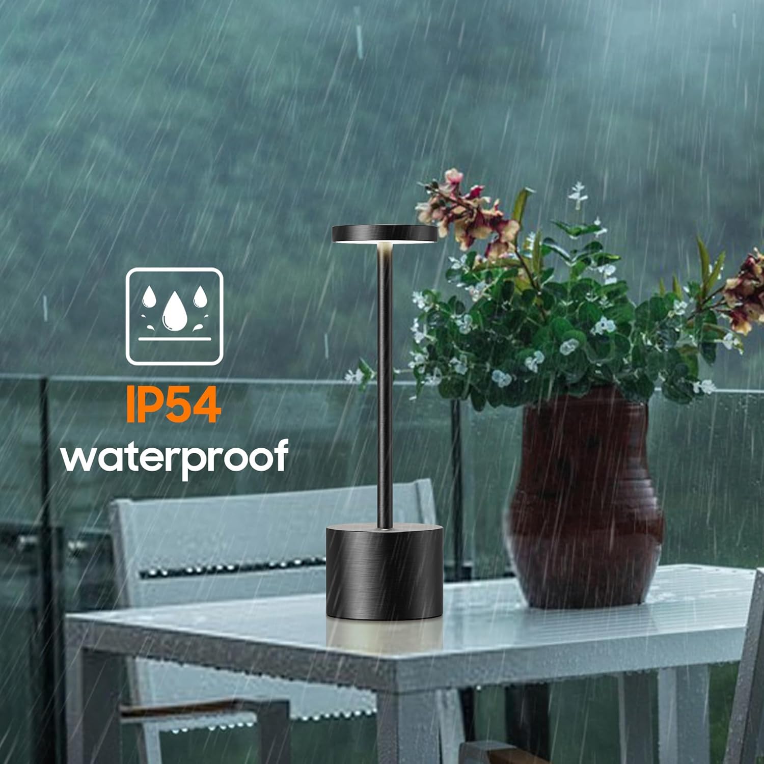 LED Cordless Table Lamp Set of 2, Rechargeable Portable Powered LED Battery Light 6000mAh Metal USB Desk Lamp, for Restaurants Outdoor (2pack Black)