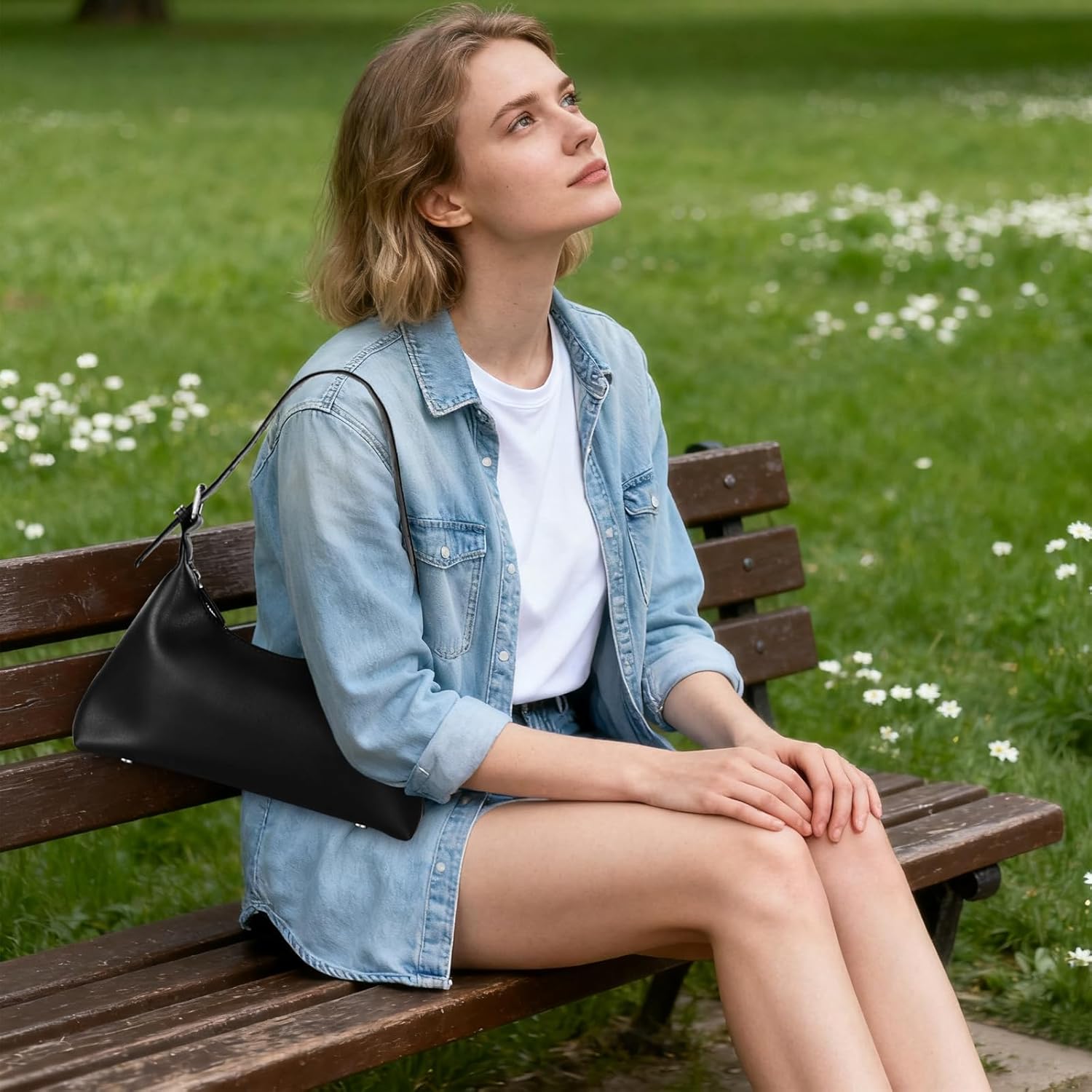 Shoulder Bag for Women, PU Leather Shoulder Purse Small Handbag, Trendy Clutch Hobo Bag with Adjustable Strap - Image 5