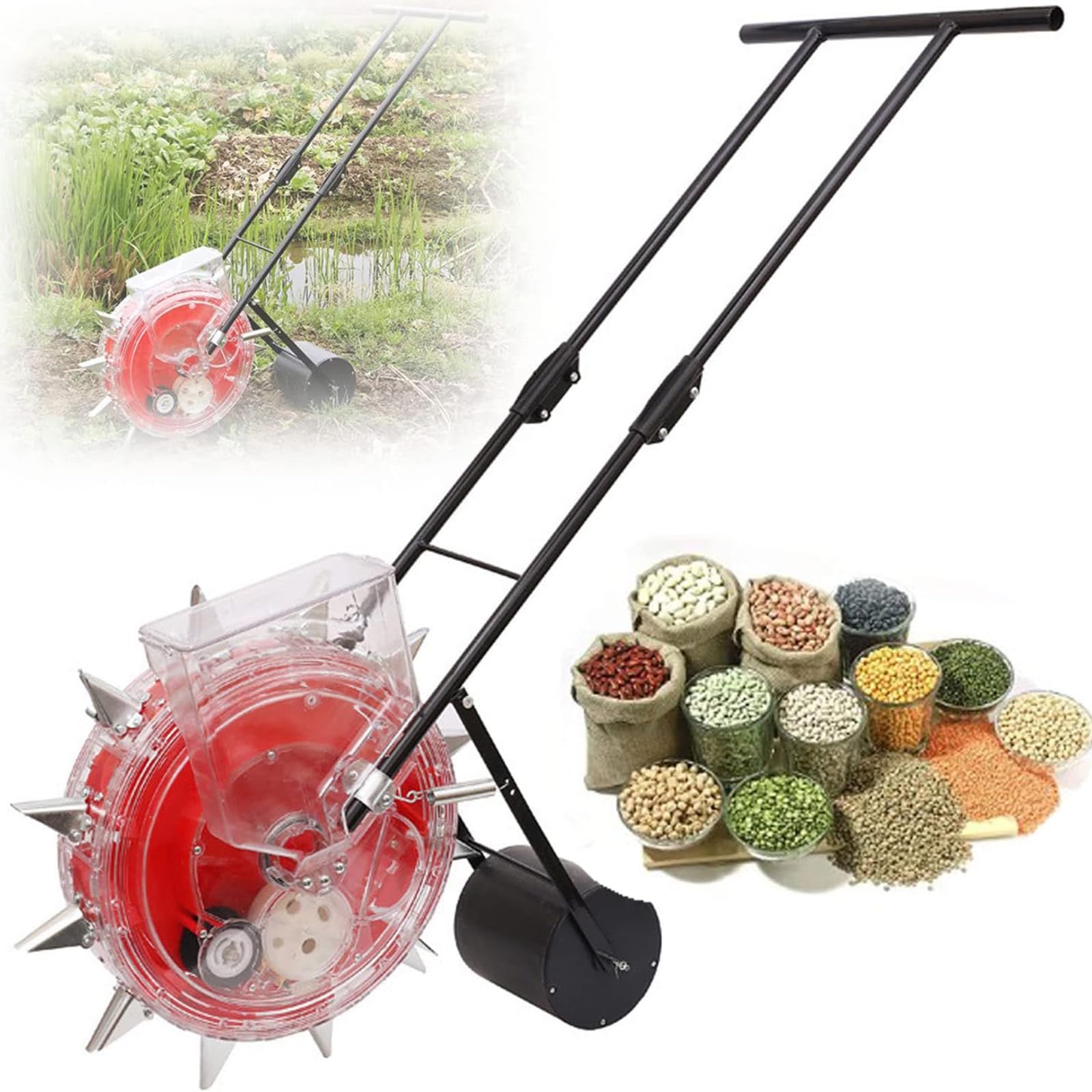 Handheld Seeding Machine Garten landwirtschaftliche Samen Spender Metall Präzision Pflanzer tragbarer manueller Säator -Multi -Funktions -Saatmaschine für Mais Baumwoll Sojabohnen Erdnuss, 10 Münder