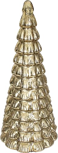 Sweet Summer Living Mesa, centro de mesa, árbol de Navidad decorativo remolino 7.5 pulgadas de ancho x 18 pulgadas de alto vidrio de mercurio dorado