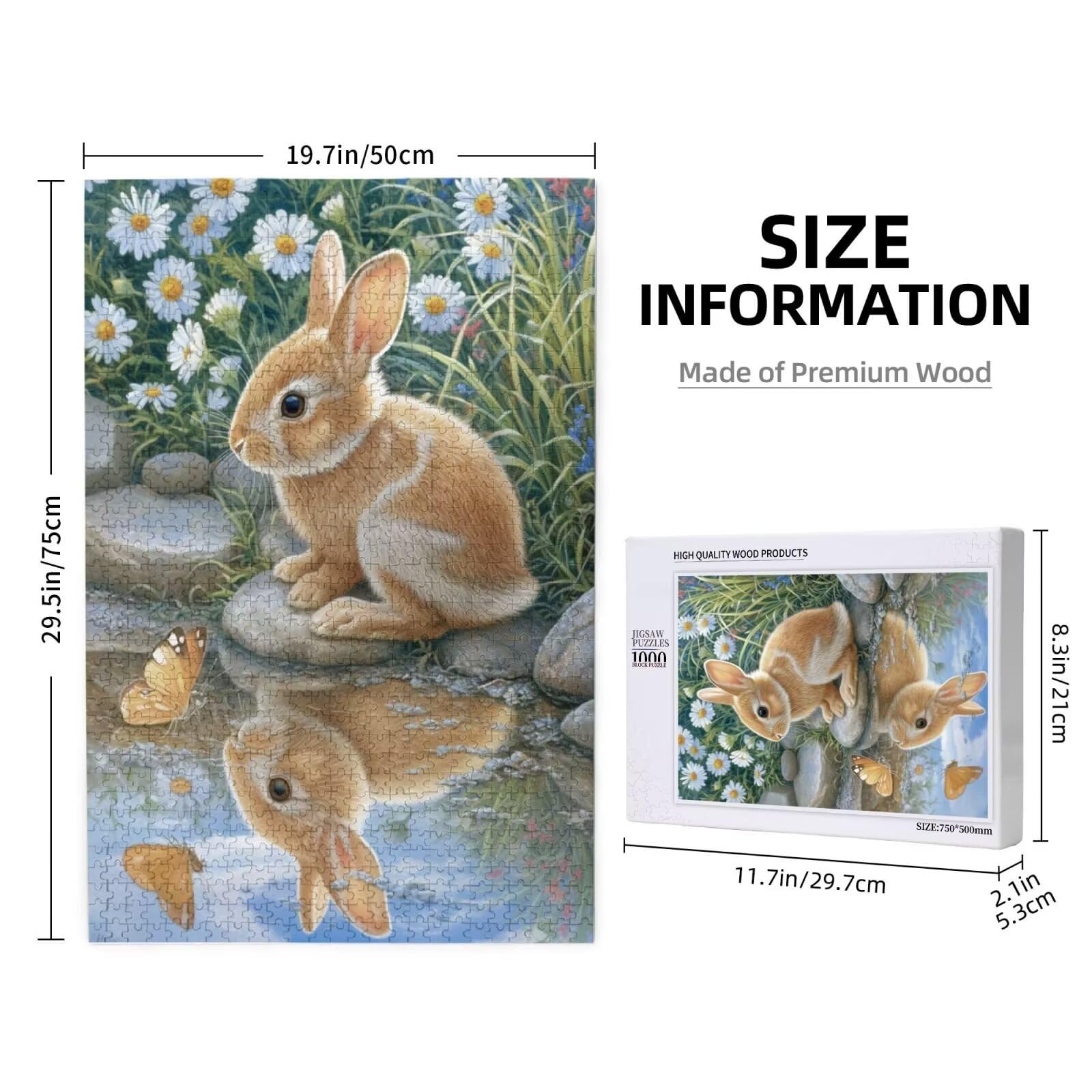 Lapin Puzzle Fleur 3000 Pièces Adultes, DIY Puzzles Classiques Art avec Boîte d'emballage et Photos de Référence, Relaxation/Soulagement du Stress/Jeux Amusants, Creatif Cadeau pour Femme M-1834