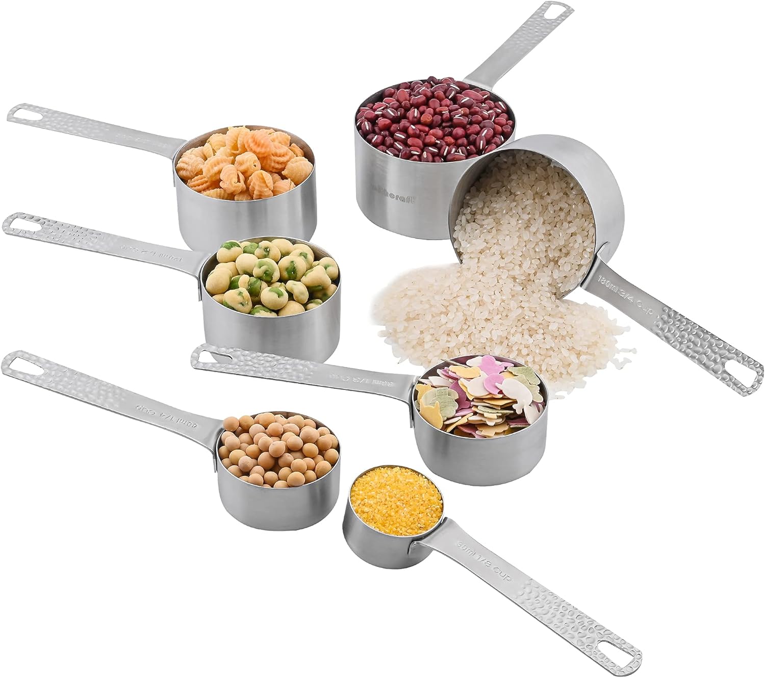 Measuring Cups and Spoons Set, 18/8 Stainless Steel Measuring Cups and Spoons Set of 16pcs, Metal Measuring Cup and Measuring Spoon Set With Leveler and Equivalents Dry 2/3 & 3/4 Cup Measuring Cup Set