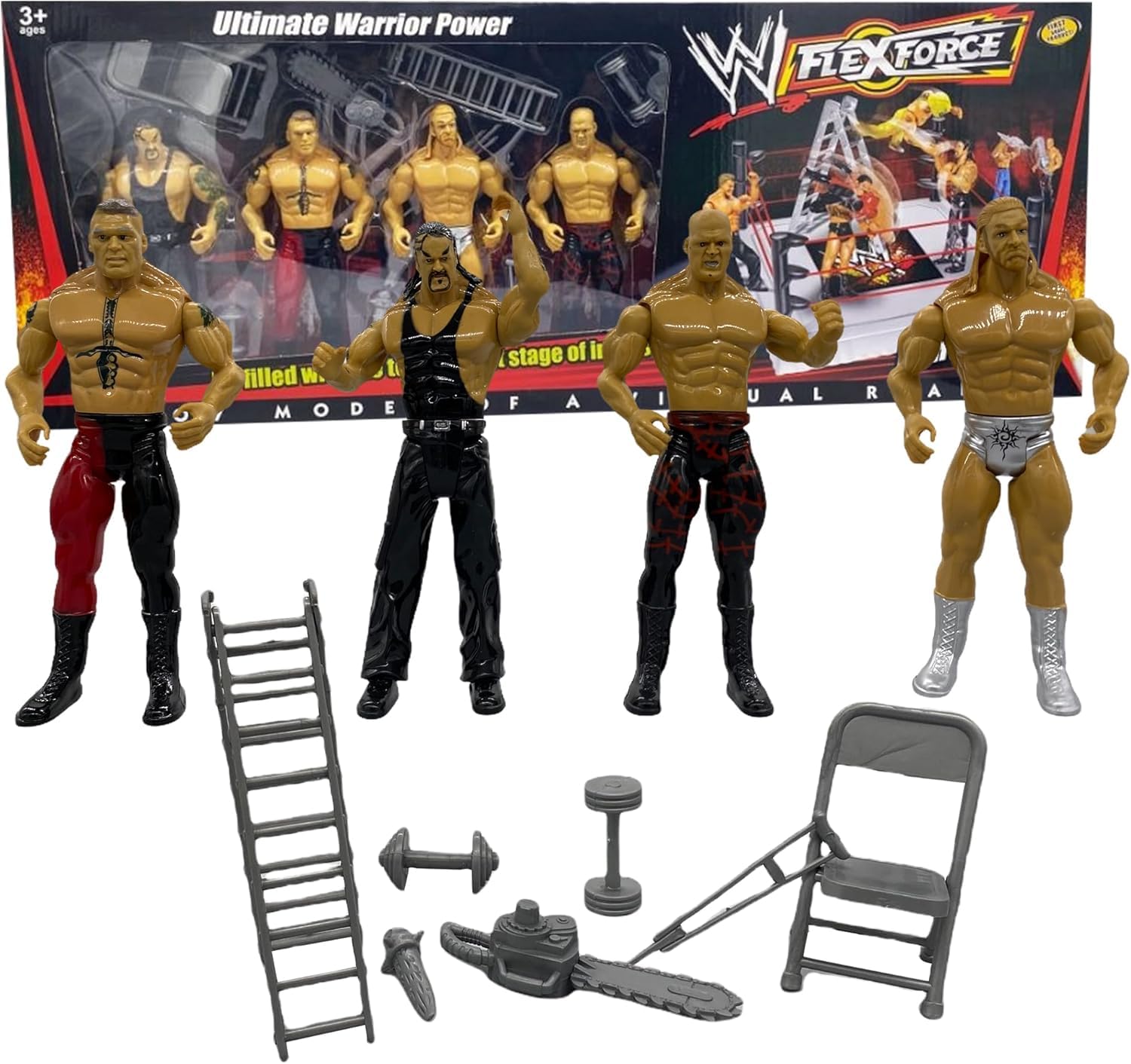 RIZZIIZ Wrestling Ring Playset with Action Figures, Realistic Superstar Toy Ring Set with Accessories, Durable & Safe Kids Toy, Interactive Play for Boys
