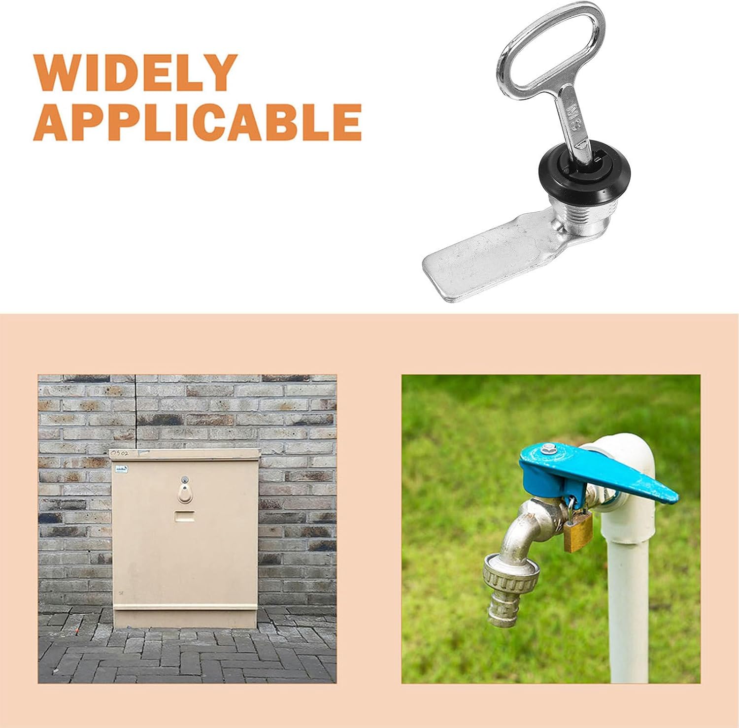 SEWACC Outdoor Trash Can Key Lock for Mailboxes and Rubbish Bins, Waterproof Iron Cam Lock with Key for Securing Cabinet Doors in Community Areas and Public Spaces