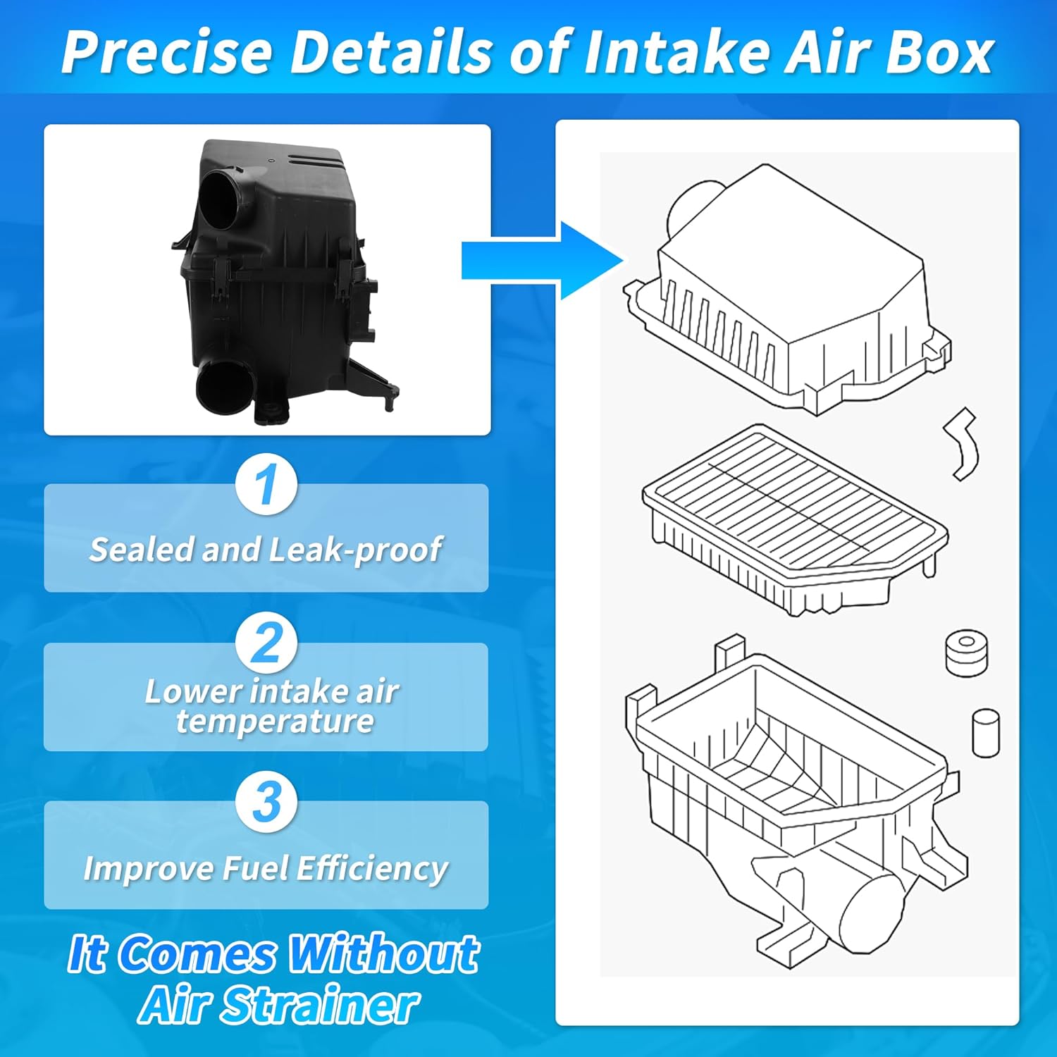 Air Filter Cleaner Box Housing for Hyundai Elantra 2007-2012 2.0L Air Intake Housing Air Intake Cleaner Assembly No.281102H100/281101H050/281132H000