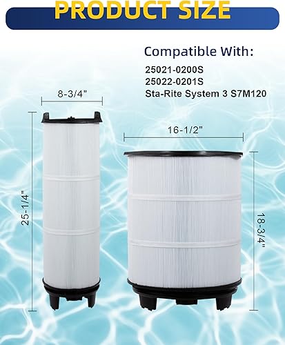 Miniatura 2 de ZOTEE Juego de cartuchos de filtros de piscina interior y exterior que reemplaza a Sta-Rite 25021-0200s y 25022-0201s System 3 S7m120,300sq.ft