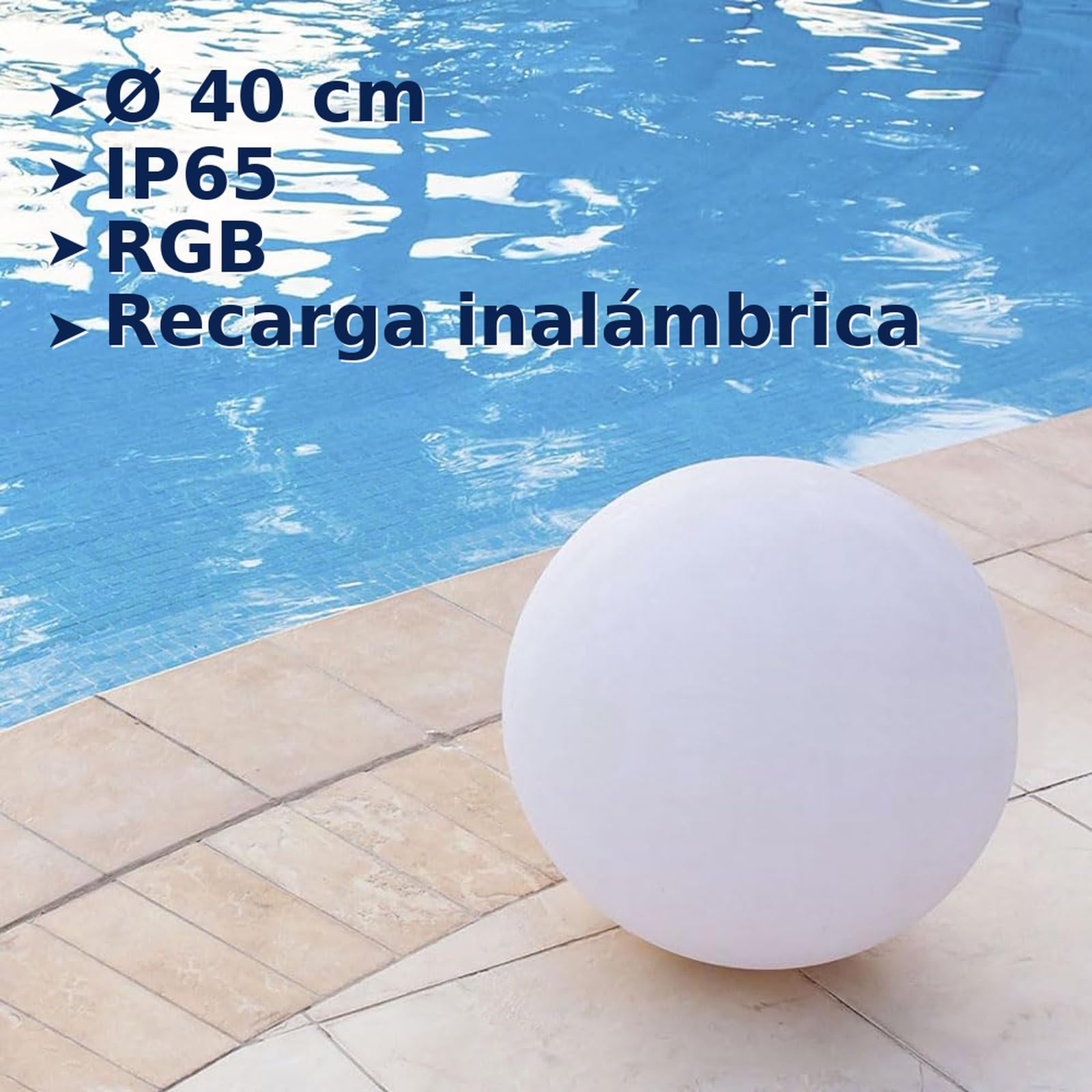 Europalamp Sfera luminosa senza fili galleggiante LED multicolore dimmerabile ∅40cm con telecomando e base a induzione 6 colori dimmerabili