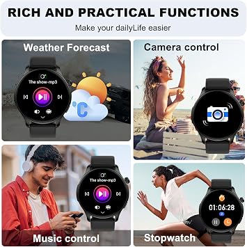 Smart Watch for Men Women Fitness: Make Answer Call Smart Watches for Men Digital Watches Waterproof Running Step Tracker Smartwatch Android Phone iPhone Samsung Compatible Sleep Heart Rate Monitor