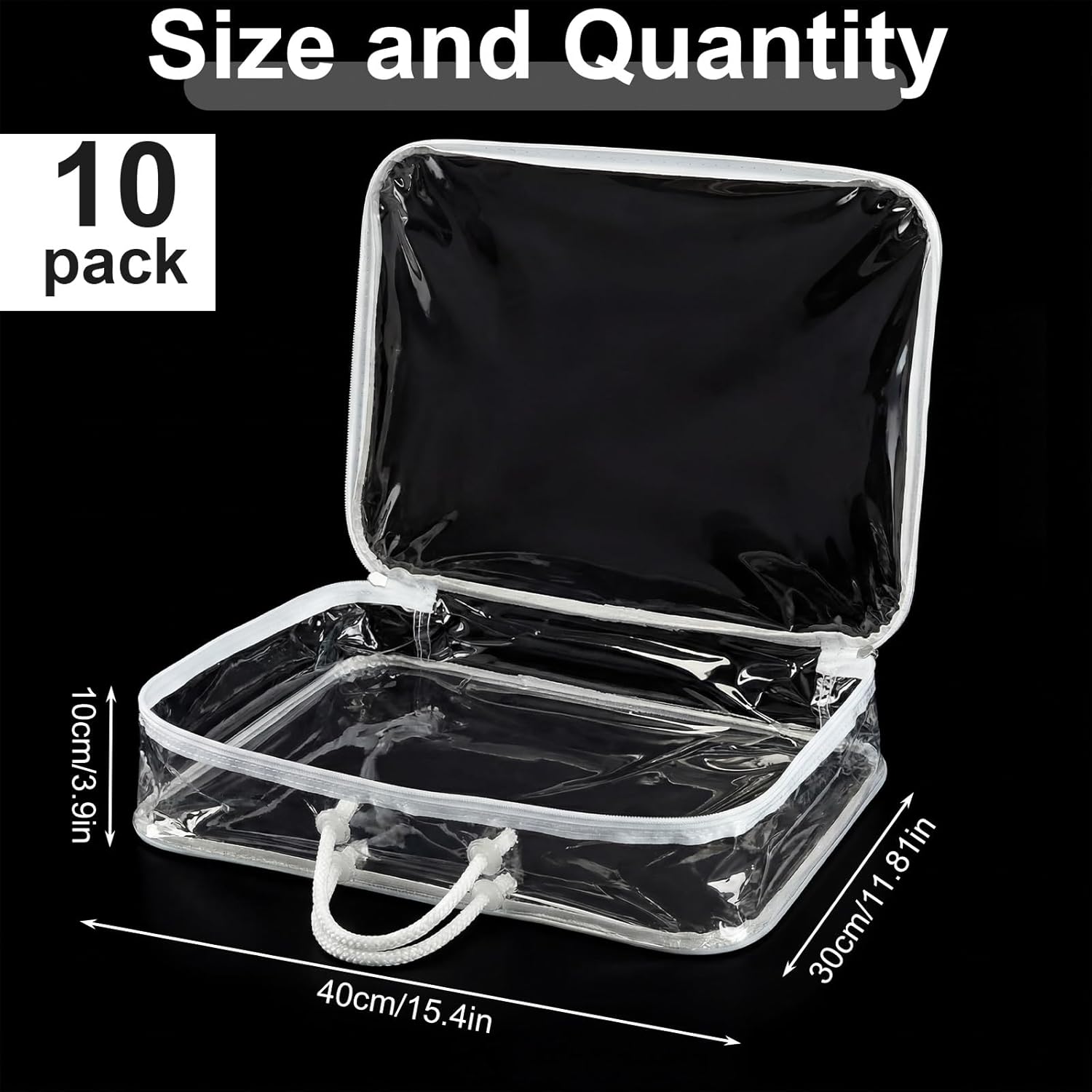 Shinylin 10 Pack Clear Yarn Storage Bags Bulk, 12 x 16 x 4 Inches Yarn Storage Organizer Tote Bag for Knitting Needles Crochet Hooks Wool Balls and Unfinished Project (White)