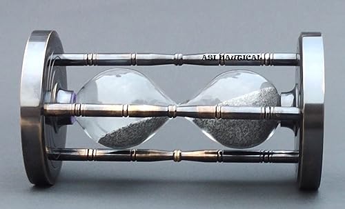 Miniatura 4 de Temporizador de reloj de arena antiguo náutico de 5 minutos, reloj de arena de latón macizo con ajedrez en ambos lados (sin brújula)