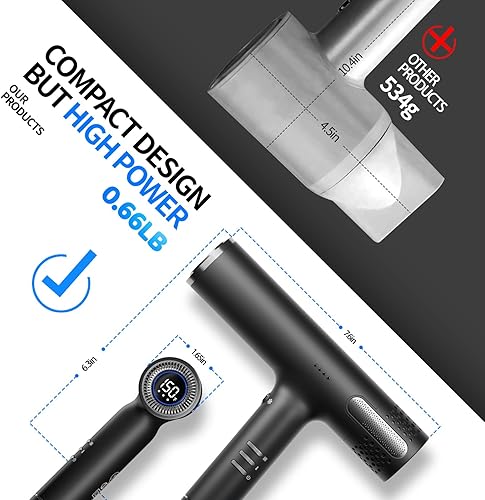 Miniatura 3 de Lanvier Secador de pelo con difusor, secador iónico profesional para mujeres, diseño compacto y ligero, secado rápido, 4 calentadores inteligentes,