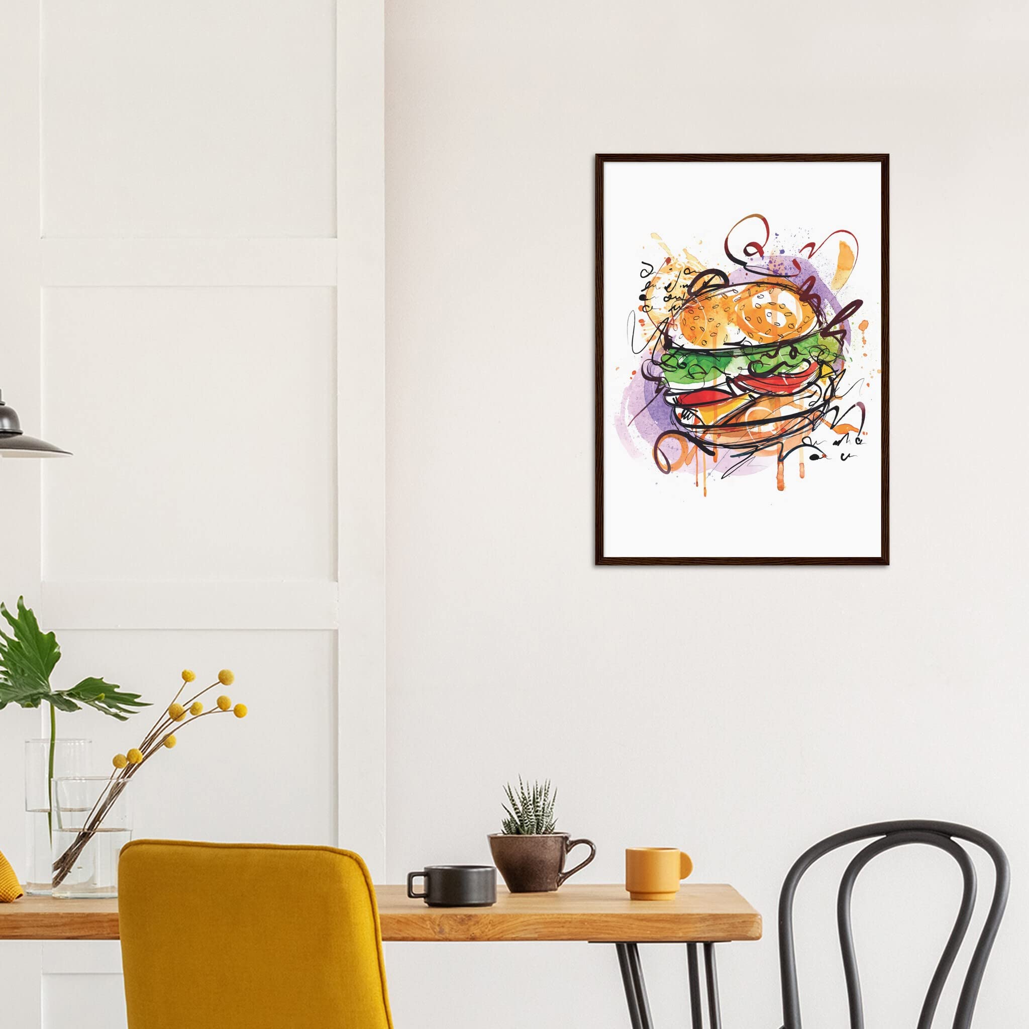 Art mural alimentaire Burger : la solution déco encadrée 50x70 ready
