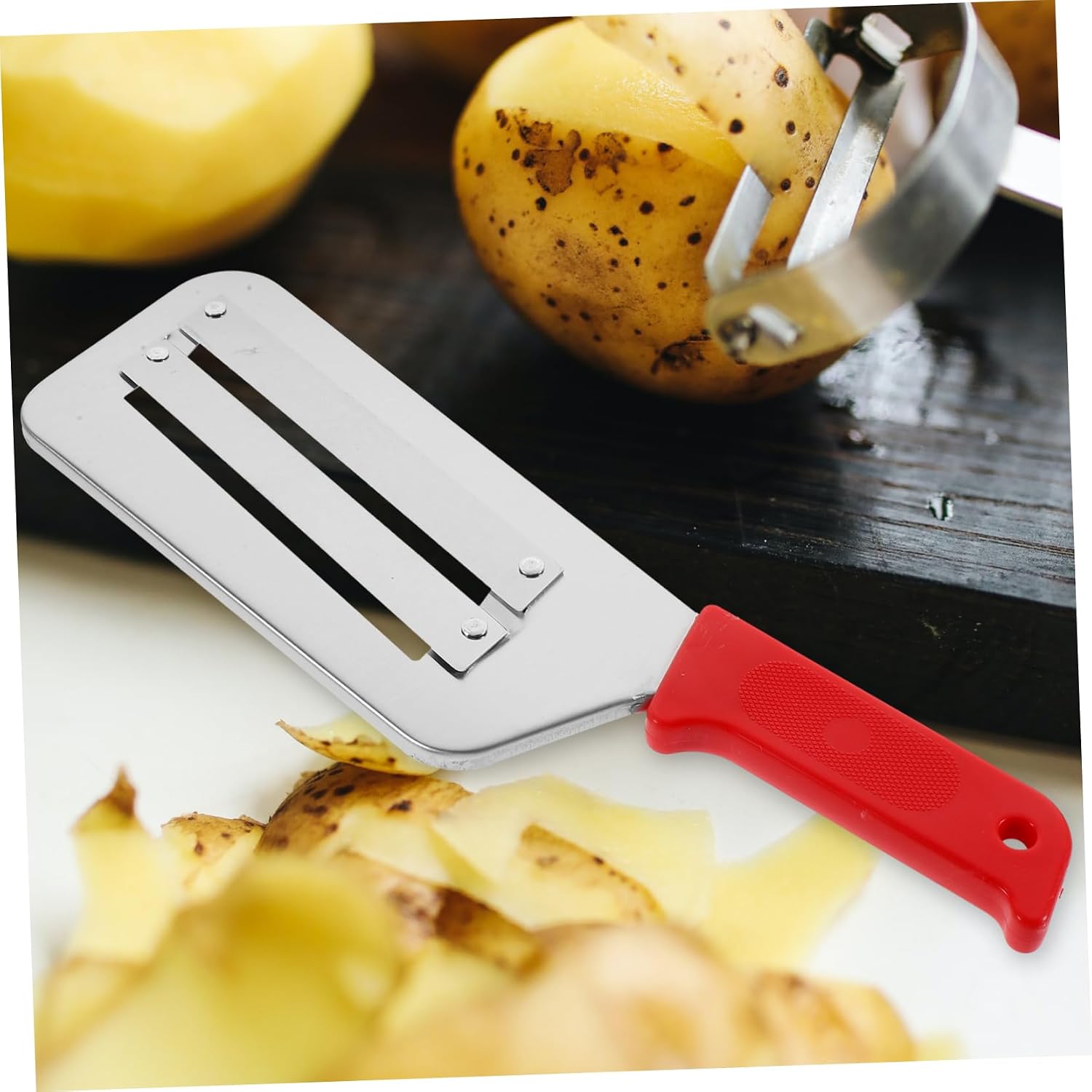 Stainless Steel Vegetable Slicer Red Handle for Kitchen Use