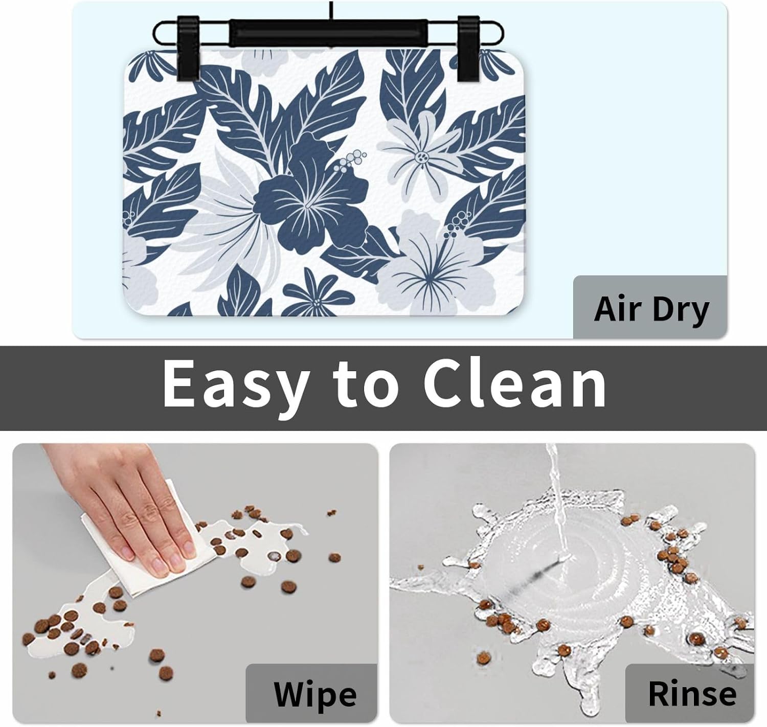 Hawaiian Summer Tropical Leather Absorbent Pet Feeding Mat Non-Slip for Dogs Cats 40x60cm