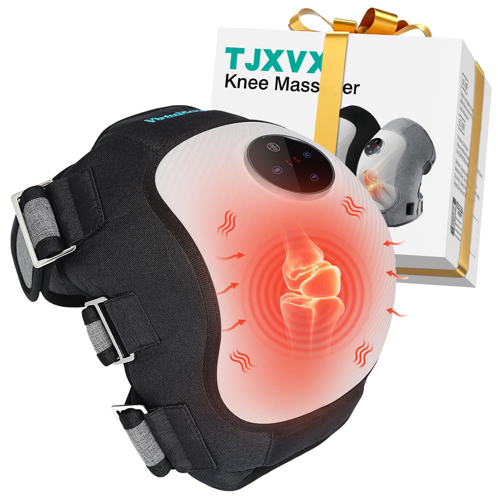 Masseur électrique de genou pour la relaxation, coussin chauffant avec 3 modes de vibration, genouillère chauffante, batterie haute capacité de 5000 mAh, masseur sans fil et portable, cadeau pour