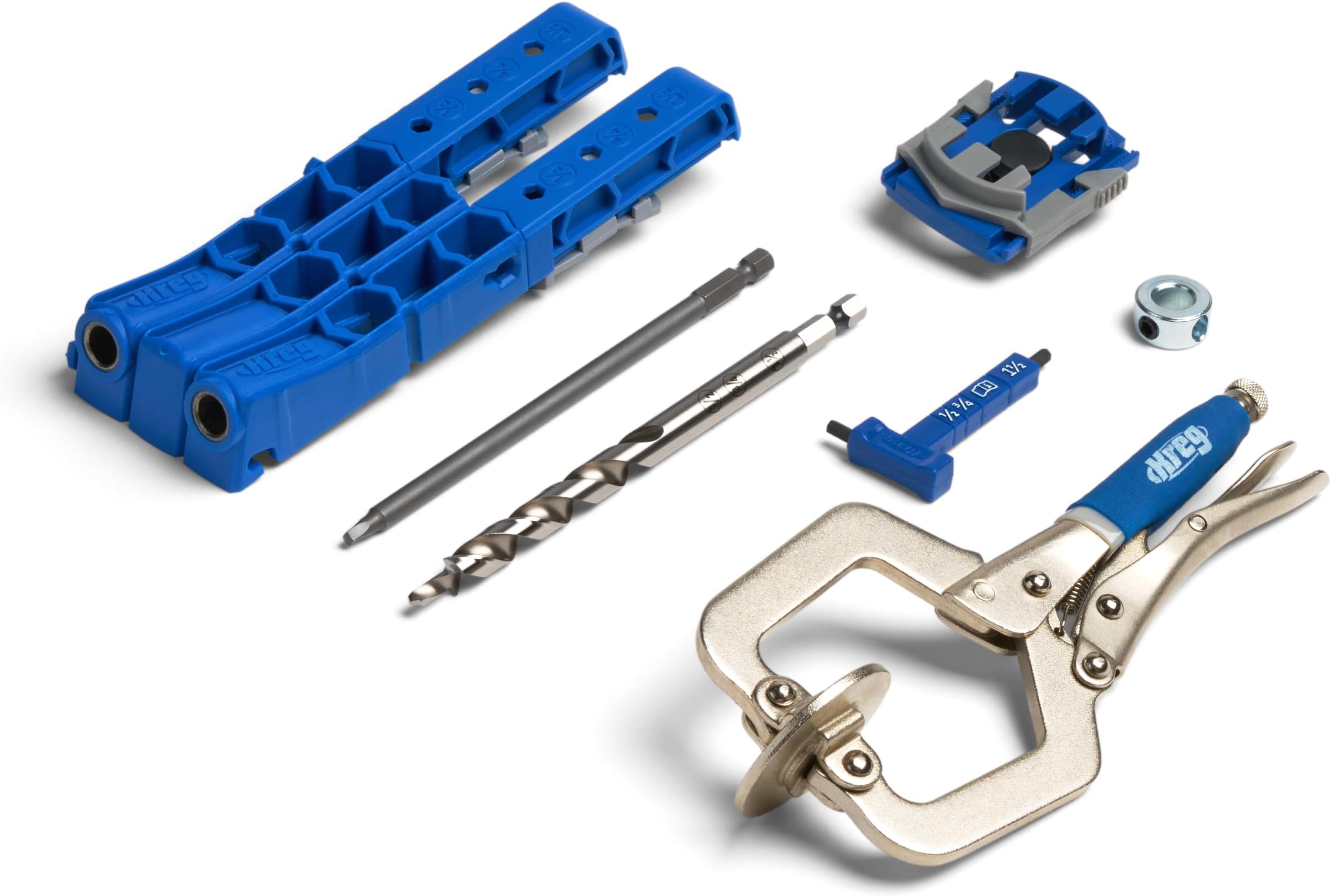 KREG Durable Pocket Hole Jig 320 with Classic 2-Inch Face Clamp for Woodworking & Narrow Spaces with Wood Clamp - For Materials Thickness 1/2 Inch to 1 1/2 Inch