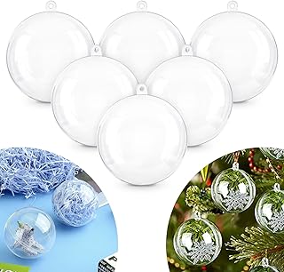 20pcs 3.14'/80mm Christmas Balls Clear Plastic Fillable Baubles Ball for Christmas Tree Ornaments Hanging Pendants Wedding Party Christmas Decorations Navidad.