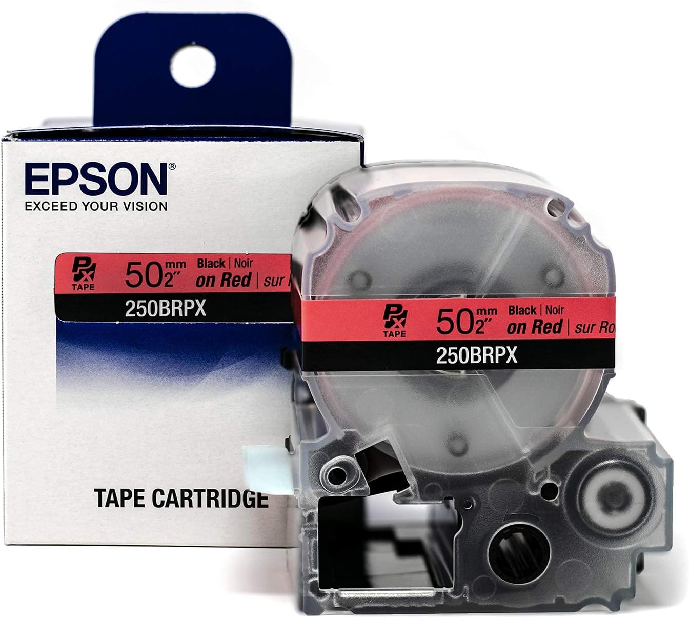 Epson LABELWORKS 250BWPX Genuine PET (Polyester) Tape Cartridge - Black on White Standard Industrial Label Maker Tape - 2" (50MM) Wide, 26.2 ft