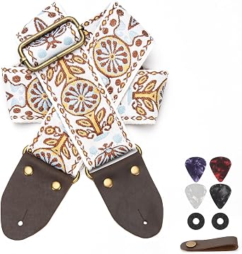 Dksongr Guitar Strap for Acoustic, Guitars Head Cowhide Leather Ends,Strap Locks,Guitar Straps Electric,Bass Strap.