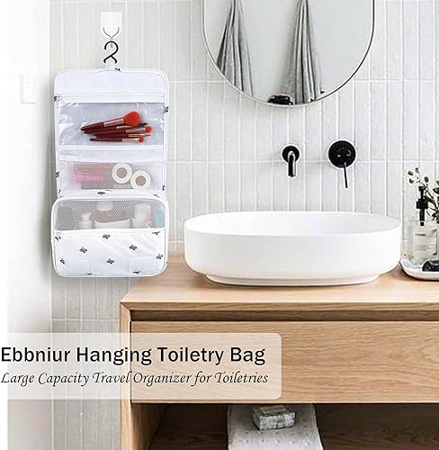 Miniatura 7 de Neceser colgante, organizador de viaje de gran capacidad para artículos de tocador, tela Oxford impermeable, bolsa de cosméticos de viaje con gancho