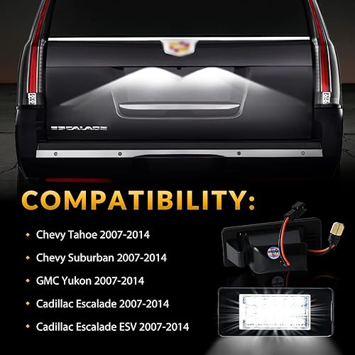 Miniatura 5 de Luces LED de matrícula para Chevy Suburban Tahoe GMC Yukon Cadillac Escalade ESV 2015-2020, ensamblaje de lámpara trasera, 6000 K, blanco, 2 unidades