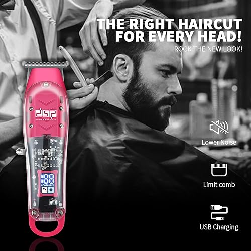 Miniatura 9 de DSP Hair Clipper, Trimmer Kit for Men Professional Barber Set for Hair and Beard Cutting Zero Gap T-Blade Beard Trimmer, with LED Display (Pink)