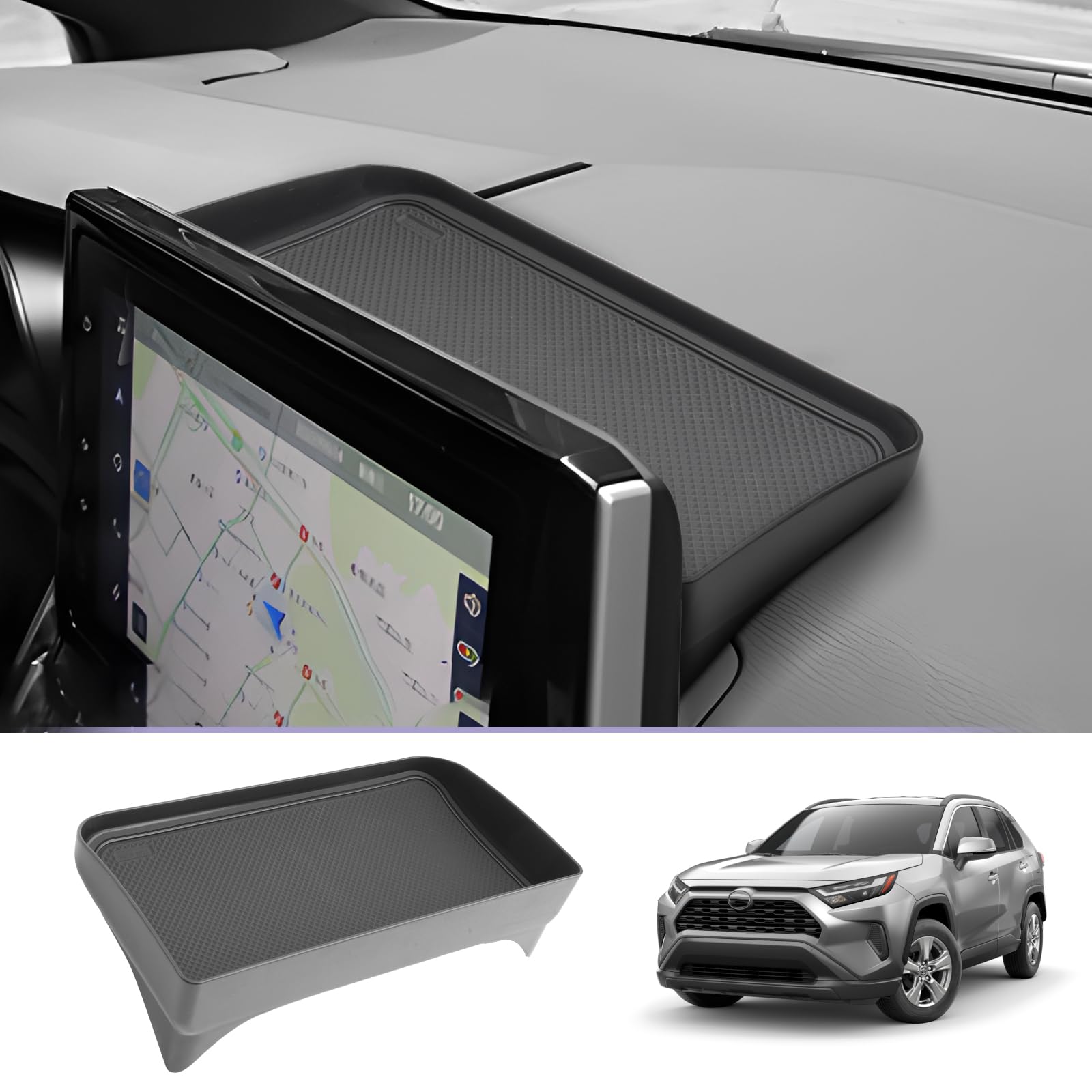 LUWU 2025 RAV 4 Dashboard Storage Tray Compatible with 2019-2022 2023 2024 2025 Toyota RAV 4 Center Console Display Box Hidden Tray Behind Screen 2025