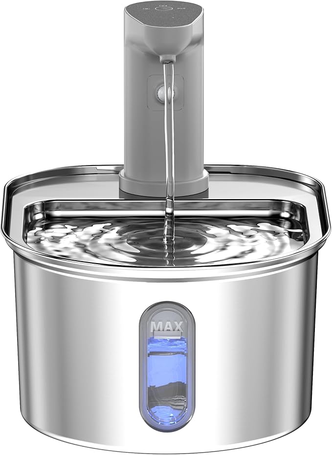 Fuente de Agua para Gatos Inalámbrica Recargable, Acero Inoxidable, 3.2L miniatura 2