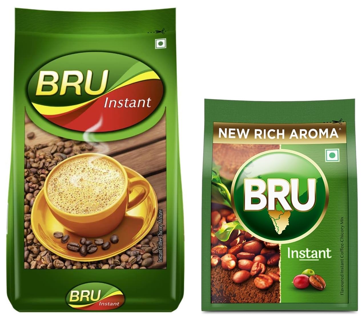 BRU Instant Coffee 500g & Bru Instant Coffee Powder 100G Pouch, Roasted Arabica & Robusta Ground Coffee Beans From South India - Rich & Strong Blend Of Coffee & Chicory Bag