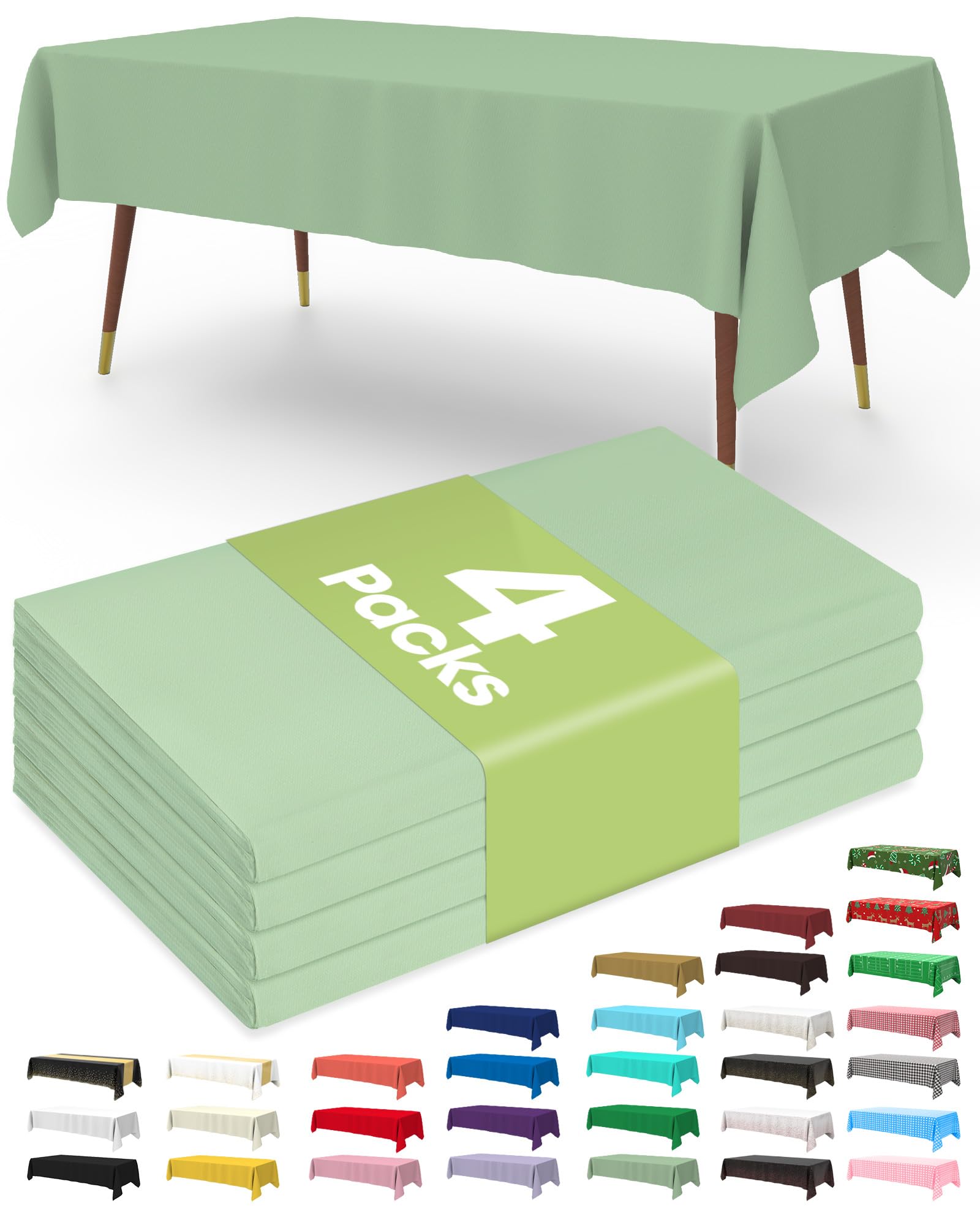 Pureegg Plastic Table Cloth Disposable 4 Pack