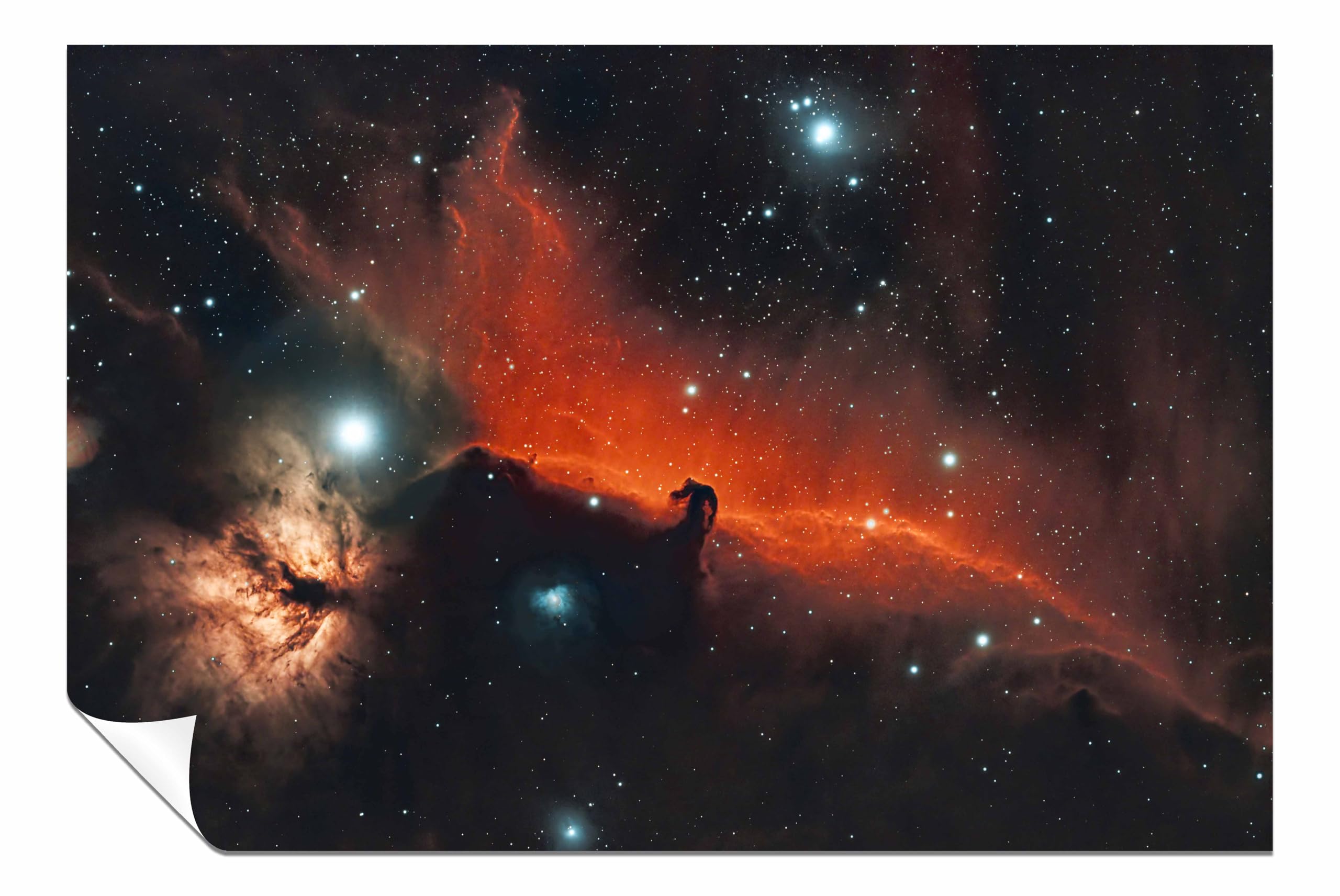 Panther Print Horsehead amd Flame Nebula Unframed Poster, Pictures for Home Walls, Bedroom, Living Room & Bathroom Deco 46x31cm (18x12in)