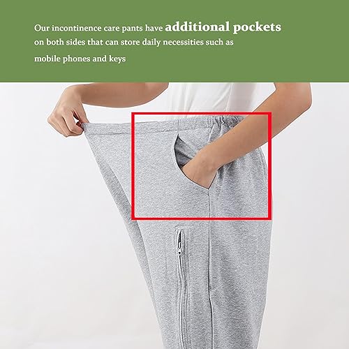 Miniatura 4 de Pantalones recortados con catéter, bolsa de orina, pantalones recortados para hombres y mujeres, pantalones de cuidado de incontinencia de doble