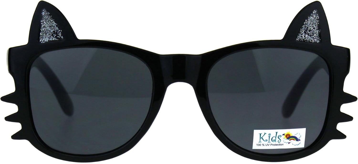 Girls Sunglasses Kitty Cat Whiskers Ears Frame Kid's Fashion UV 400