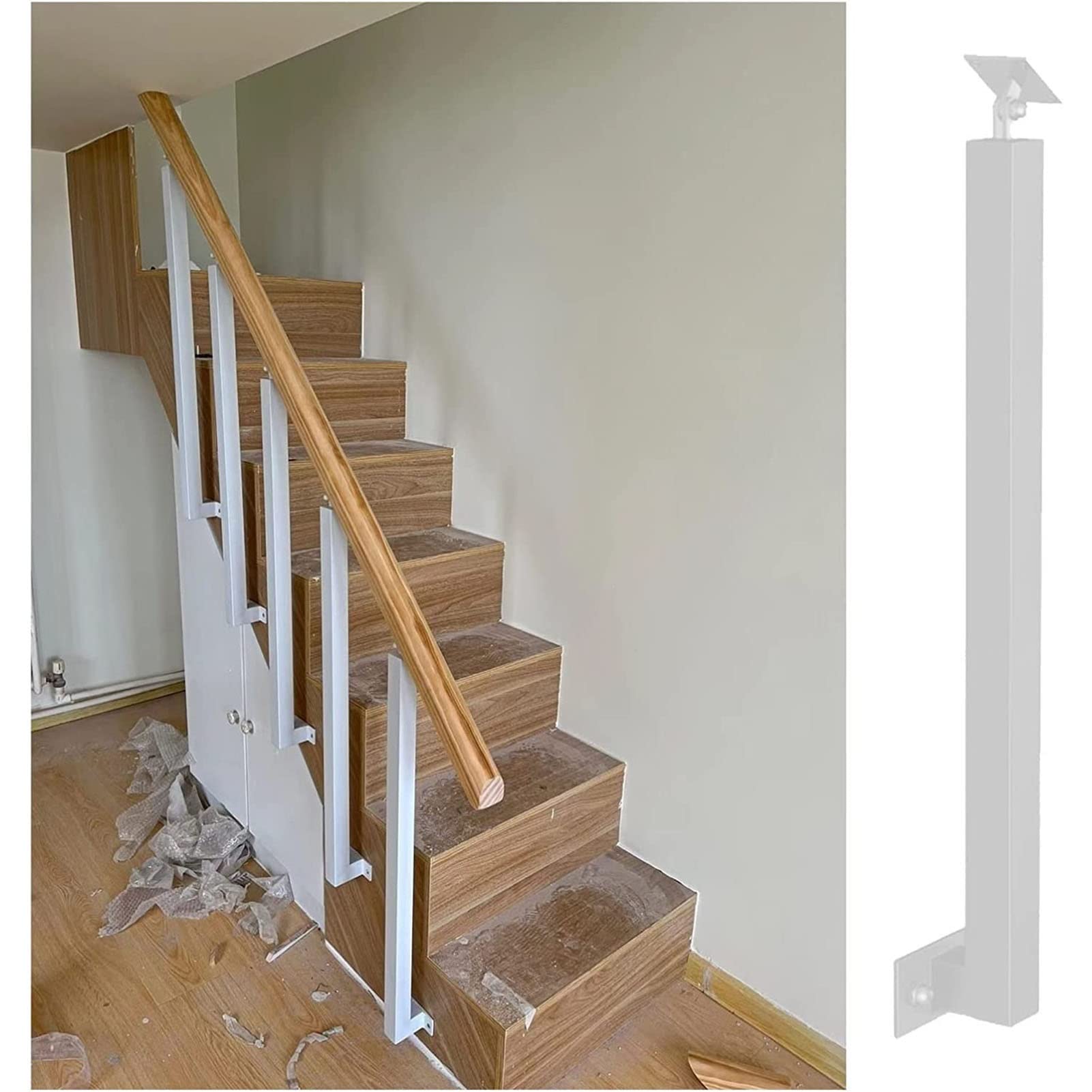 Poteaux de rampe d'escalier réglables en métal noir pour sécuriser une transition de marche instable