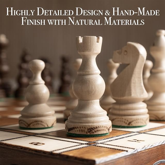 Foto 6 de 8 de Wegiel Legate - Juego de ajedrez de madera de lujo para adultos y niños, 18 pulgadas hecho a mano con madera…