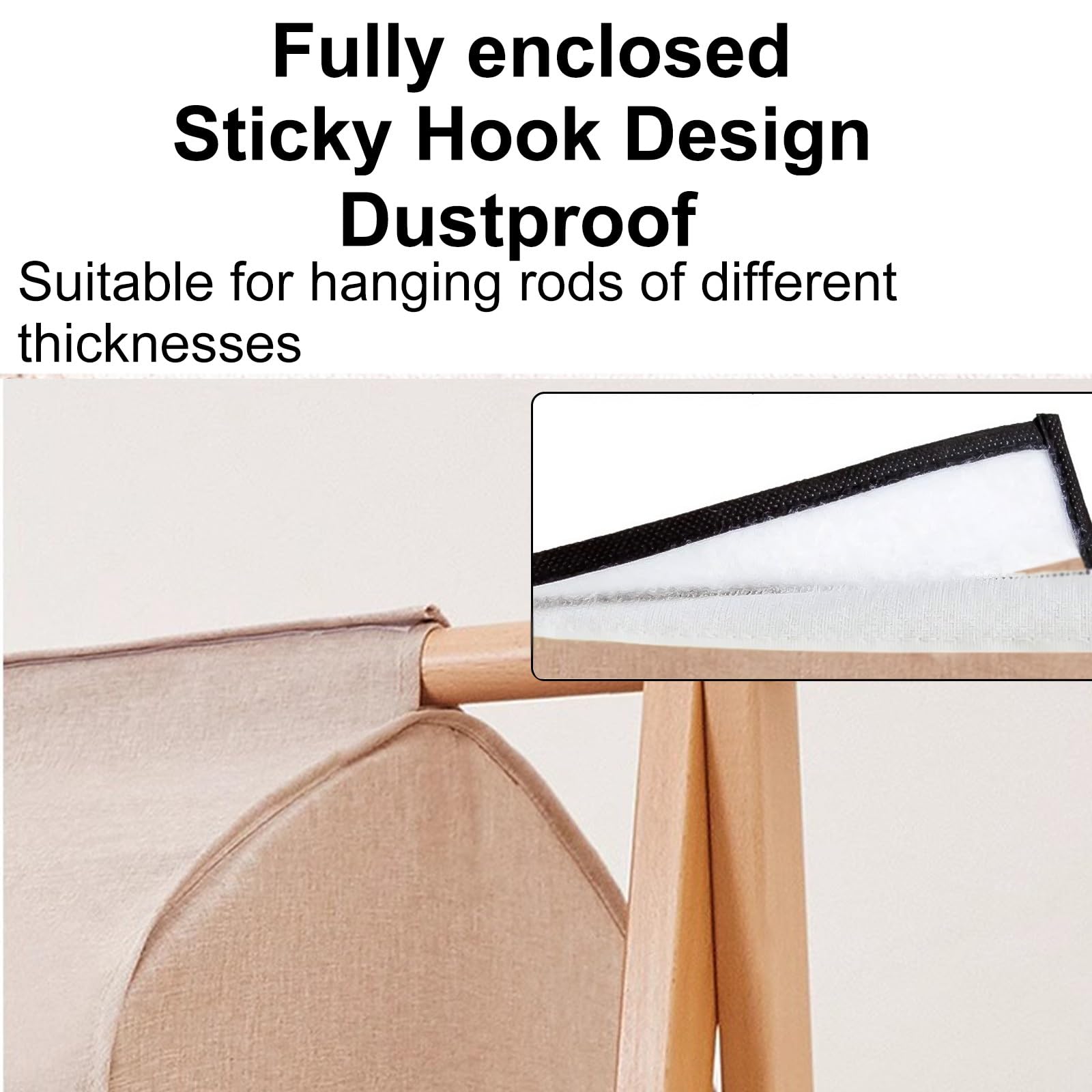 Kleidersack-Ständerabdeckung mit 3 Metallösen, zum Aufhängen von Kleidung, transparentes Fenster, Verwendung mit verschiedenen Kleiderstangen (Beige, 41 x 52 x 120 cm / 16 x 20 x 4