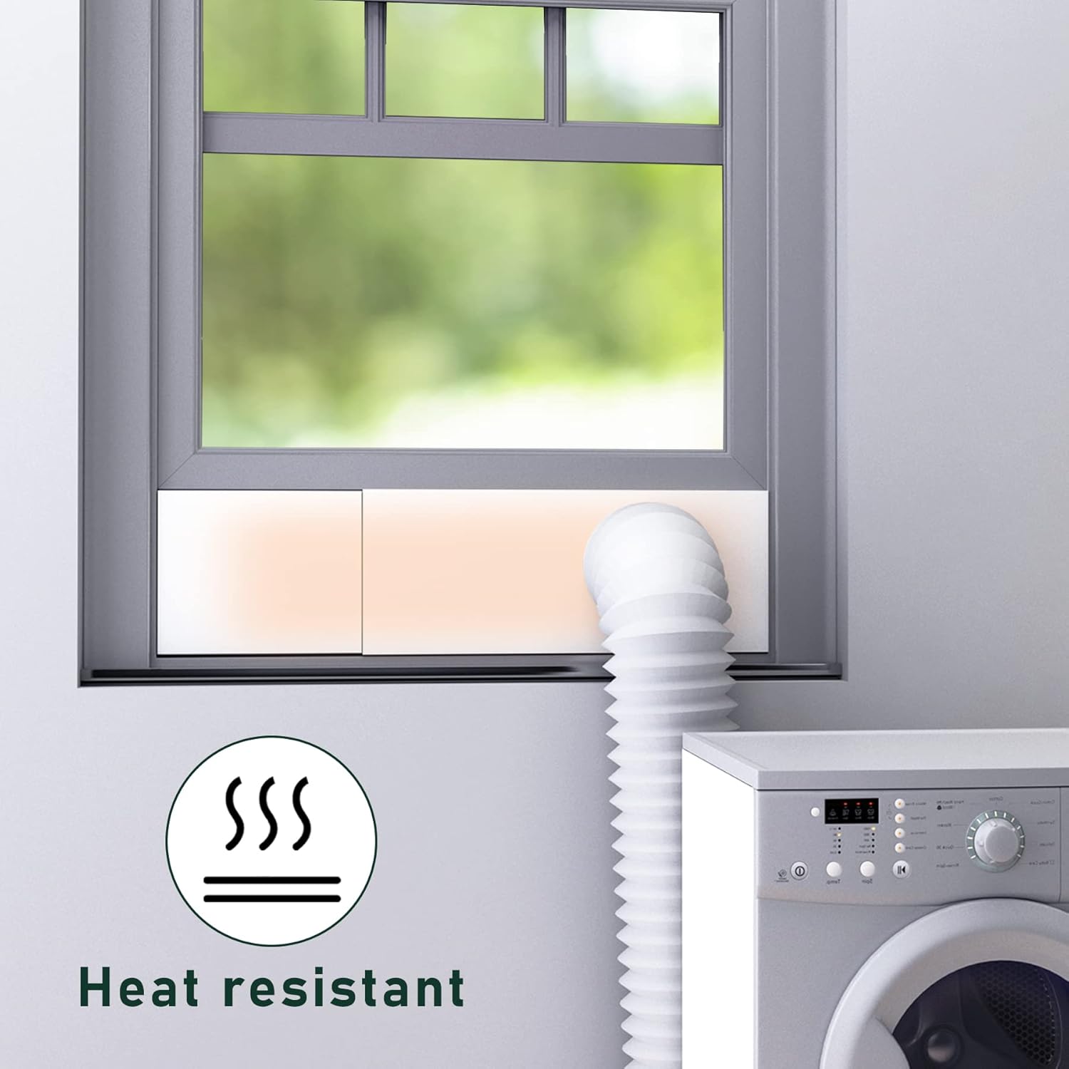 Flehomo Dryer Vent Window Kit, Dryer Vent Kit for 4" Diameter Dryer Hose, Adjustable Window Vent Kit for Sliding Windows, with Insulating Foam Seal Tape