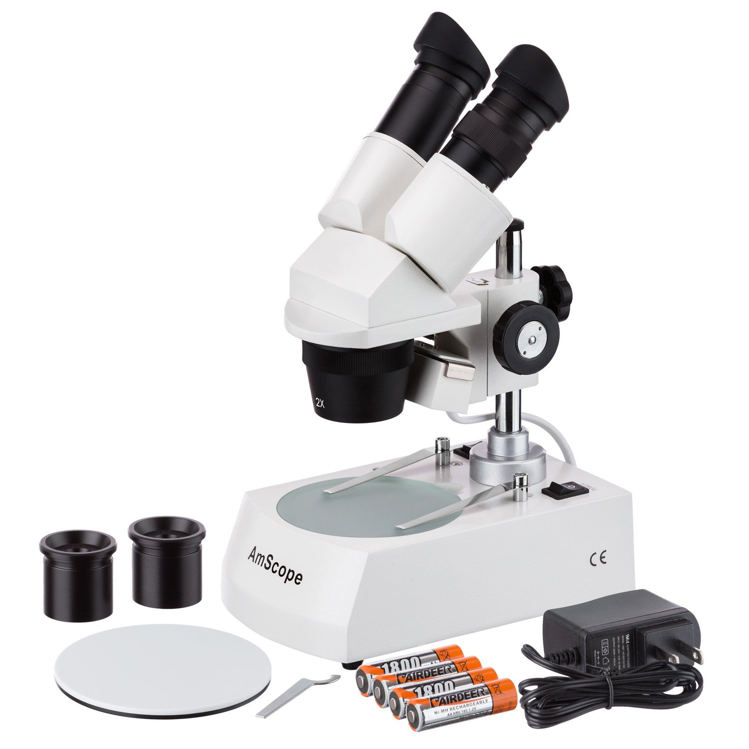 AmScope SE306-PY-LED 20X-60X LED Cordless Stereo Microscope w/Top & Bottom Light illumination System