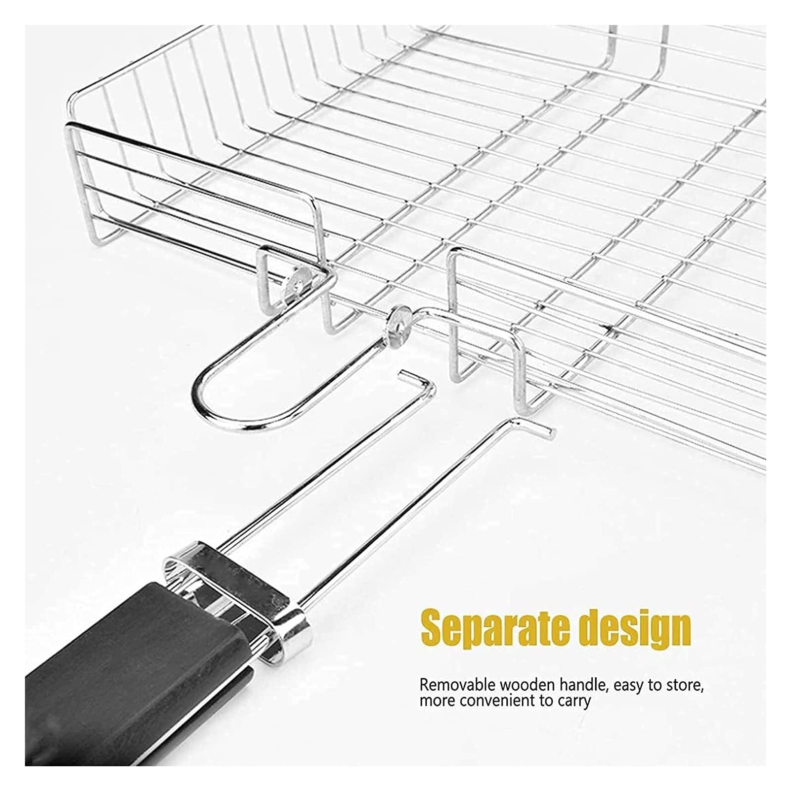 Cesta de barbacoa de acero inoxidable, parrilla portátil grande para asar verduras, pescado y camarones, accesorio para parrilla de barbacoa
