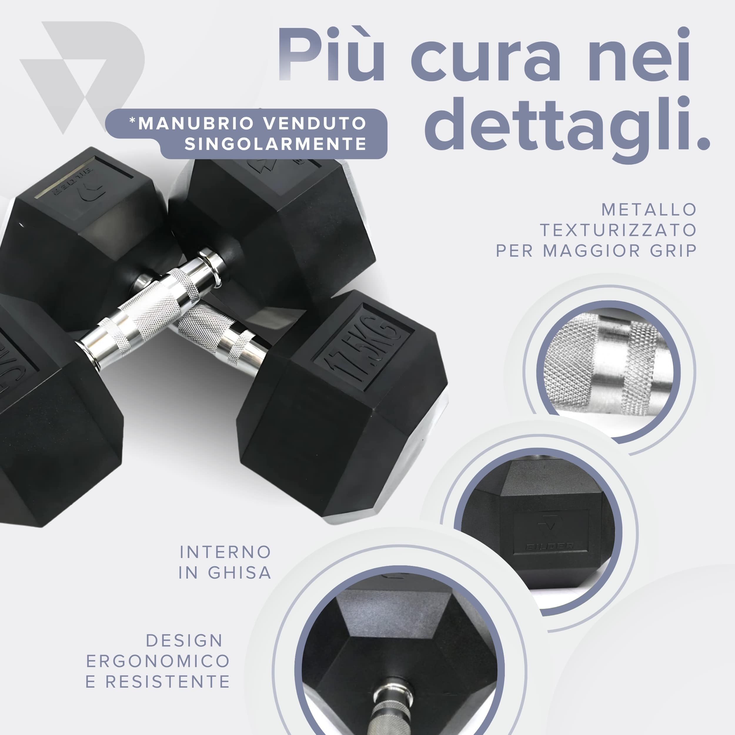 BILDER - Manubrio Palestra Singolo, Forma Esagonale e Impugnatura Antiscivolo, Pesi Palestra e per Allenamento a Casa per Miglioramento Forza e Resistenza, Manubri Resistenti e Salvaspazio