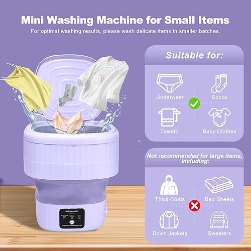 Miniatura 4 de Mini lavadora portátil, lavadora plegable de 9 litros con 3 modos, ideal para ropa de bebé, ropa interior, calcetines, diseño de ahorro de espacio