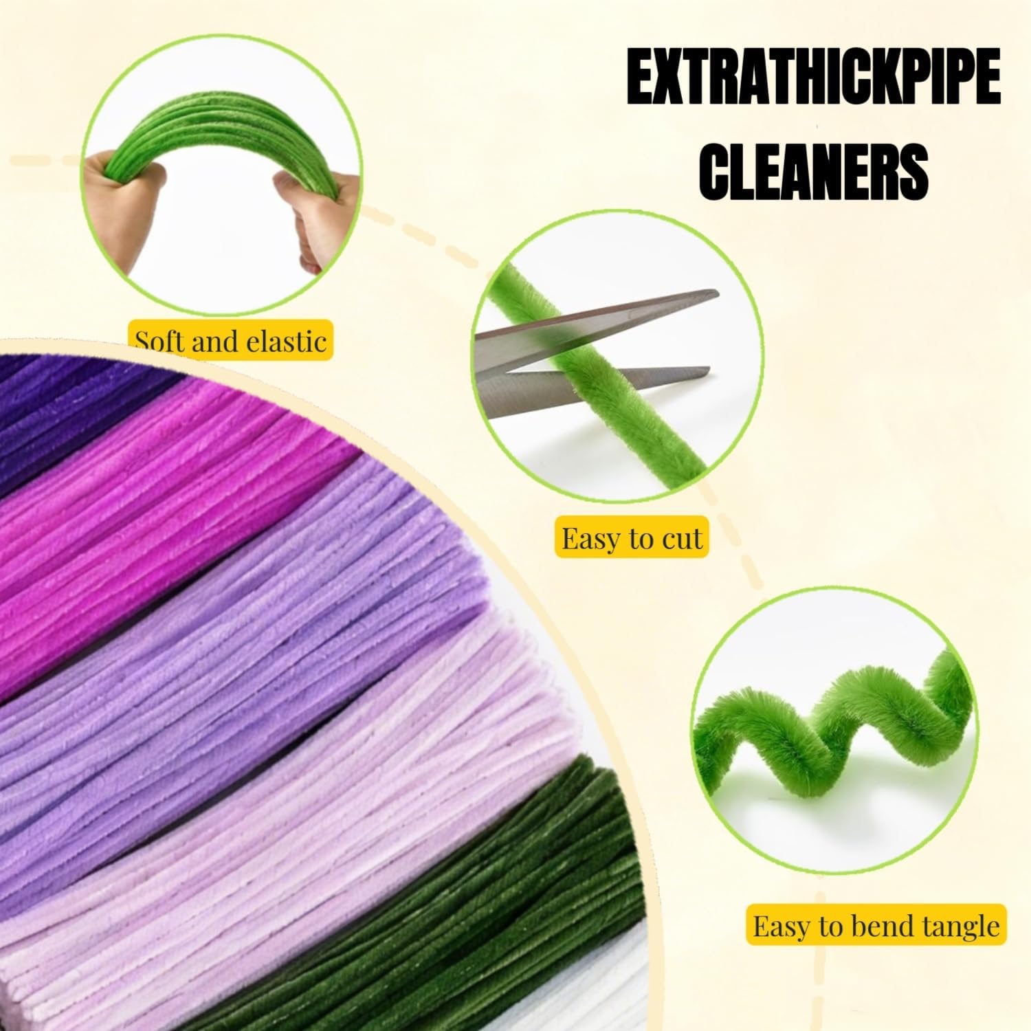 Pipe Cleaner Craft Kit, 600 Pcs Chenille Stems with Complete DIY Floral Craft Supplies, Hot Glue Gun, Picture Frame, Wrapping Paper for Family Fun, Creative Art Projects, Holiday and Room Decoration