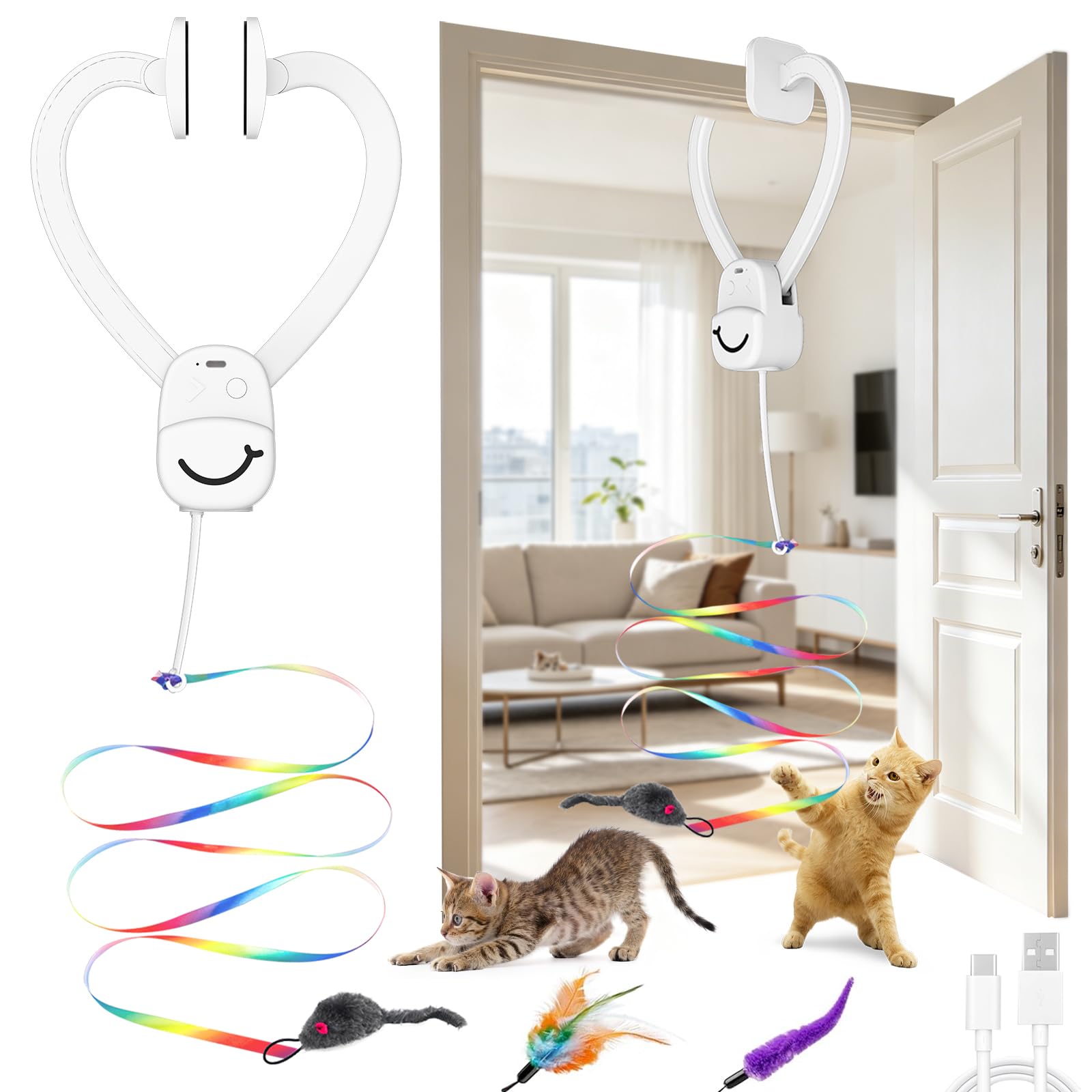 Jouet pour chat d'intérieur suspendu pour stimuler son exercice quotidien