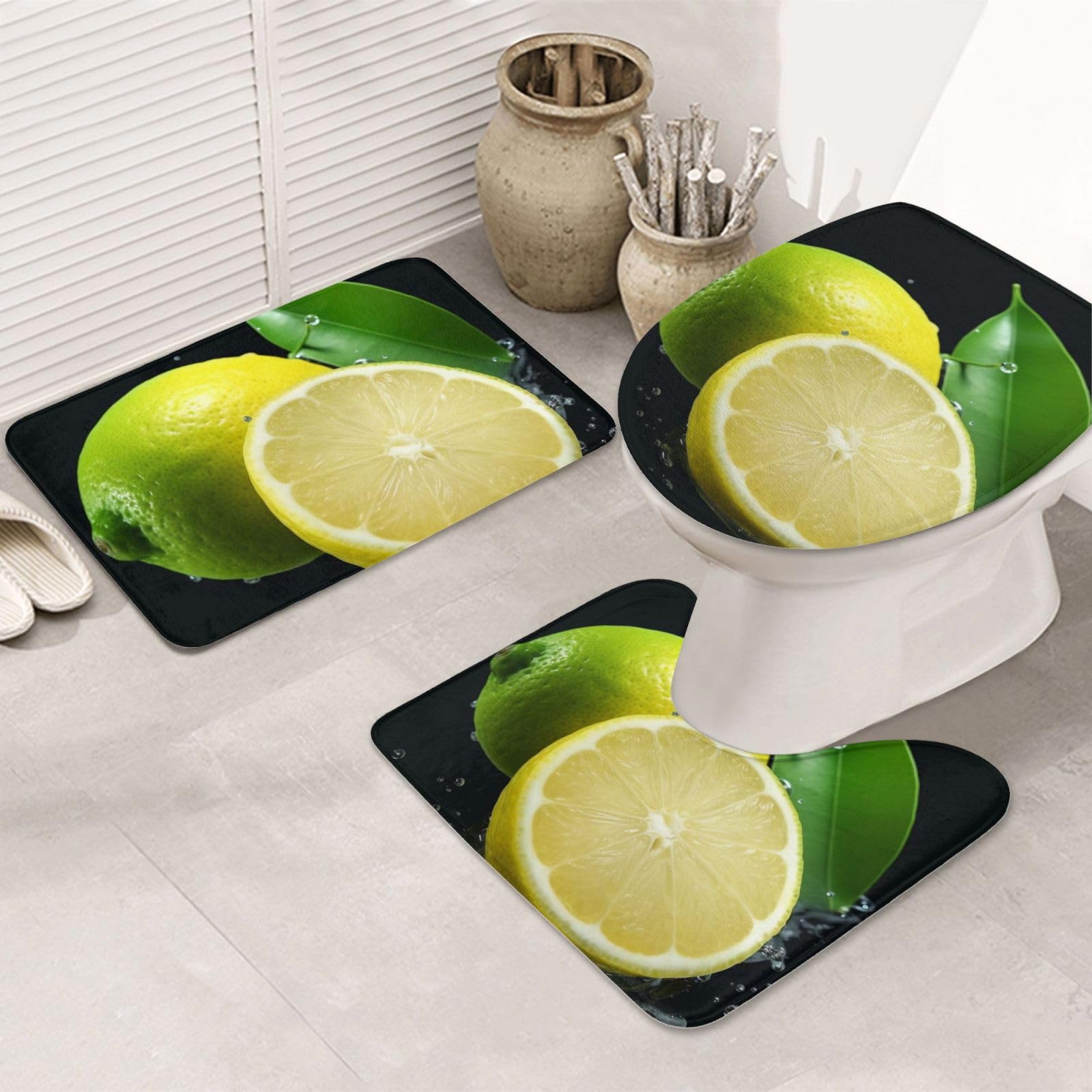 Tapis de bain imprimés fruits citrons pour réveiller la déco