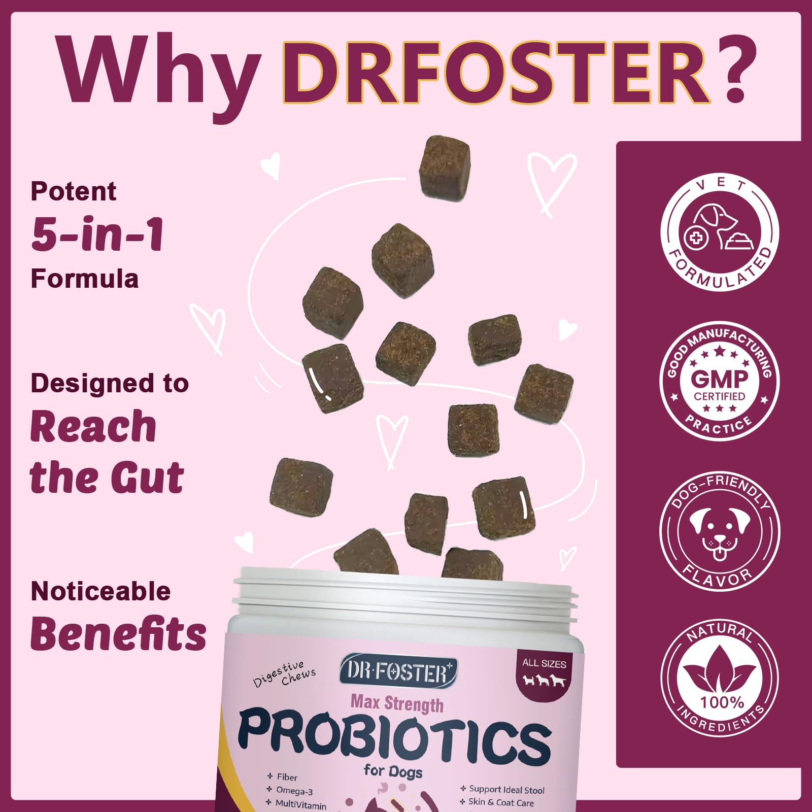 Probiotics for Dogs, Dog Probiotics for Digestive Health, 6 Billion CFU, with Prebiotics & Digestive Enzymes, Pumpkin & Omega-3, Dog Diarrhea Relief & Immune Support, Skin & Coat Care, 120 Soft Chews - image 6